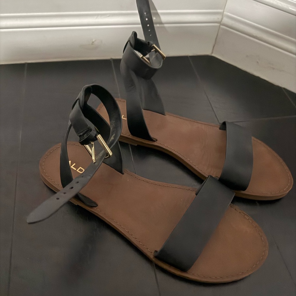 Aldo Black and Brown Sandals with Minimalist Design